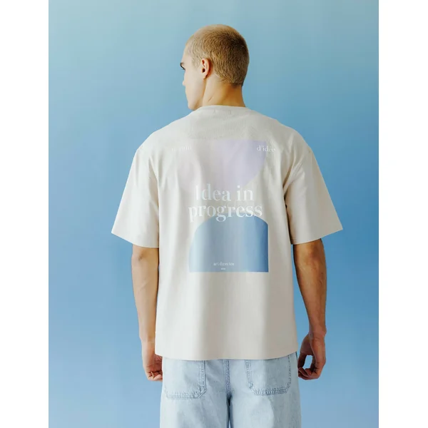 T-shirt animation devant/dos Blanc cassé