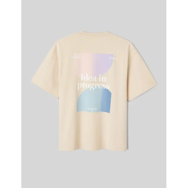 T-shirt animation devant/dos Blanc cassé