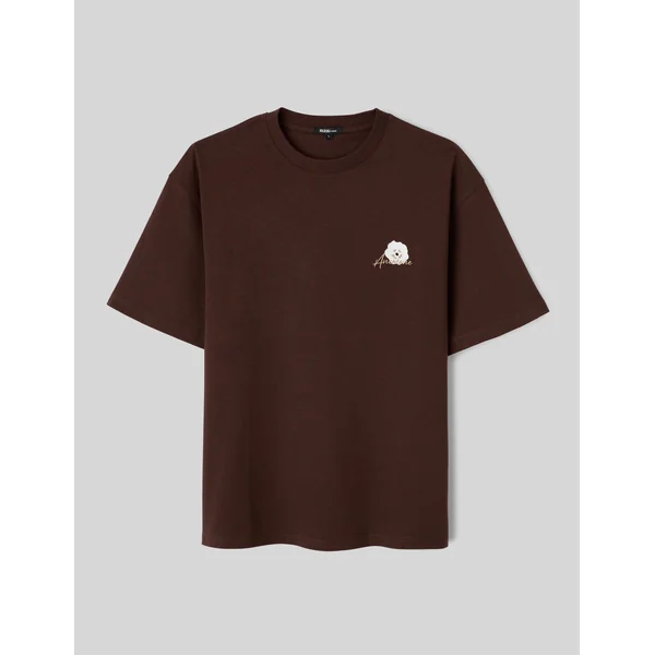 T-shirt animation devant/dos Marron foncée
