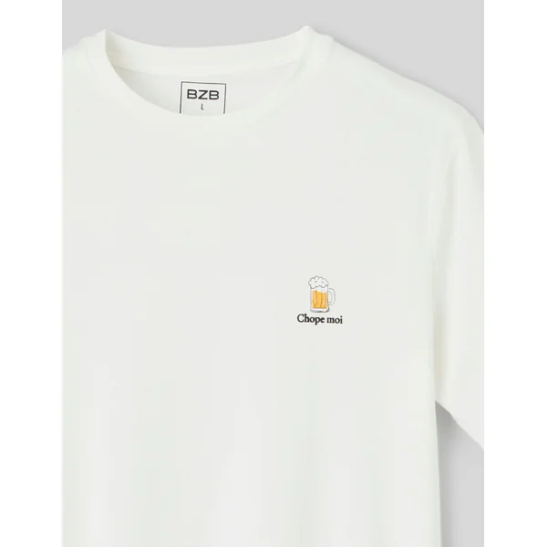 T-shirt animation poitrine Blanc écru