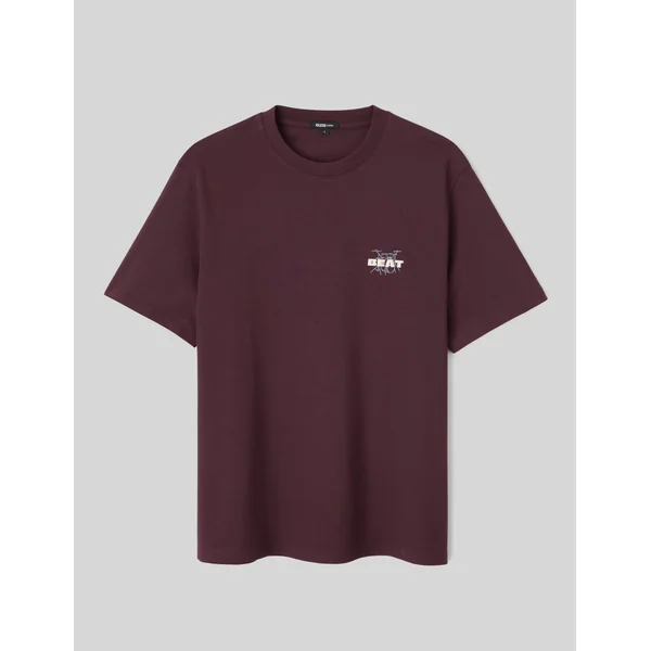T-shirt animation poitrine Lie de vin
