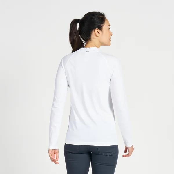 T-shirt anti-uv manches longues sailing 500 femme blanc, manche plasma