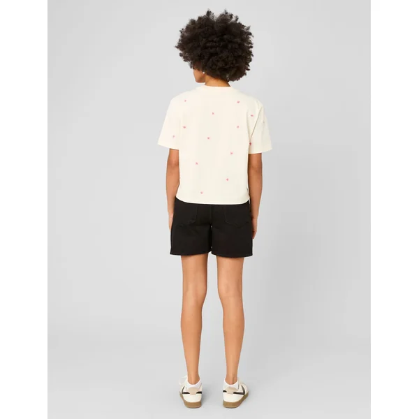 T-shirt avec broderies fleurs Ecru