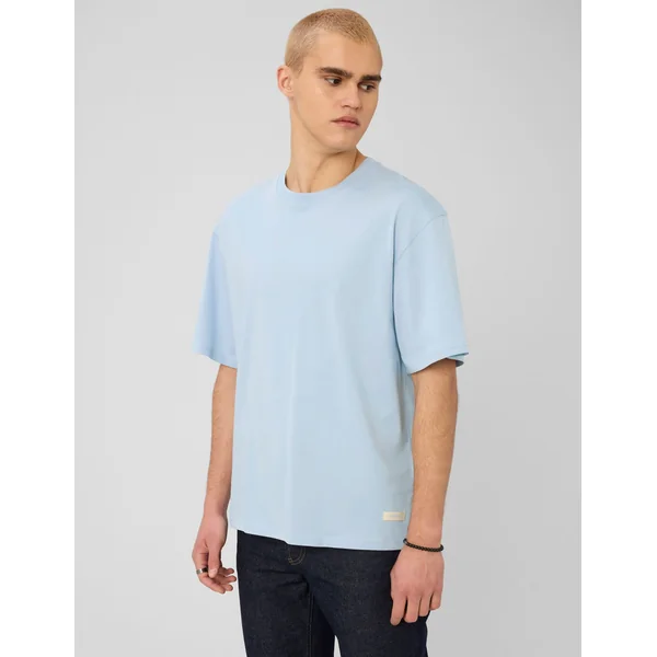T-shirt avec étiquette message Bleu clair