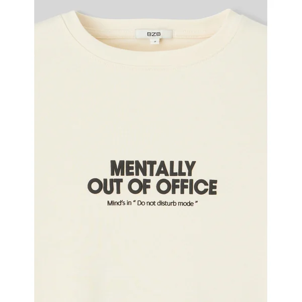 T-shirt baby tee imprimé poitrine Ecru