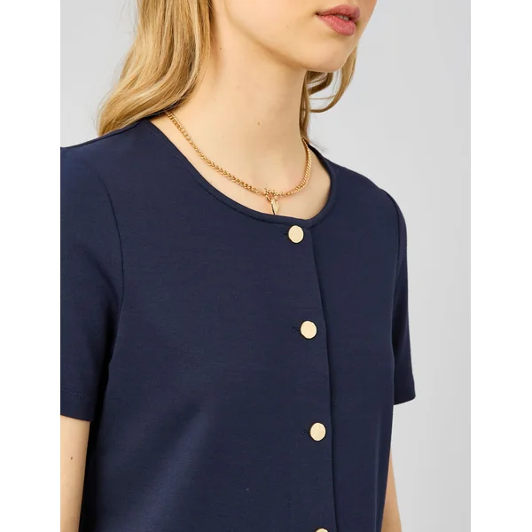 T-shirt boutonné Bleu foncé