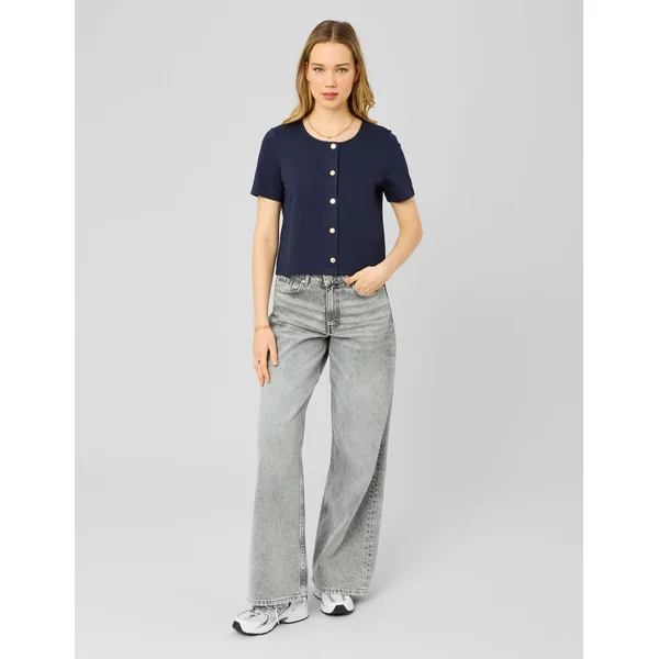 T-shirt boutonné Bleu foncé