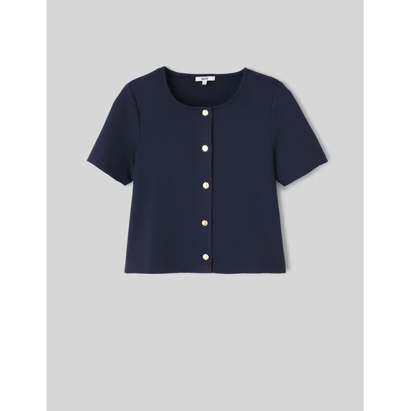 T-shirt boutonné Bleu foncé