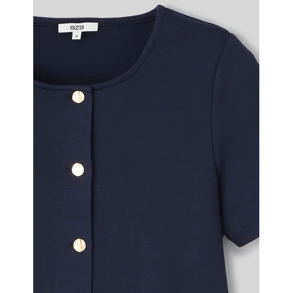 T-shirt boutonné Bleu foncé