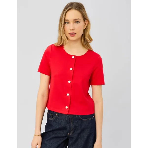T-shirt boutonné Rouge