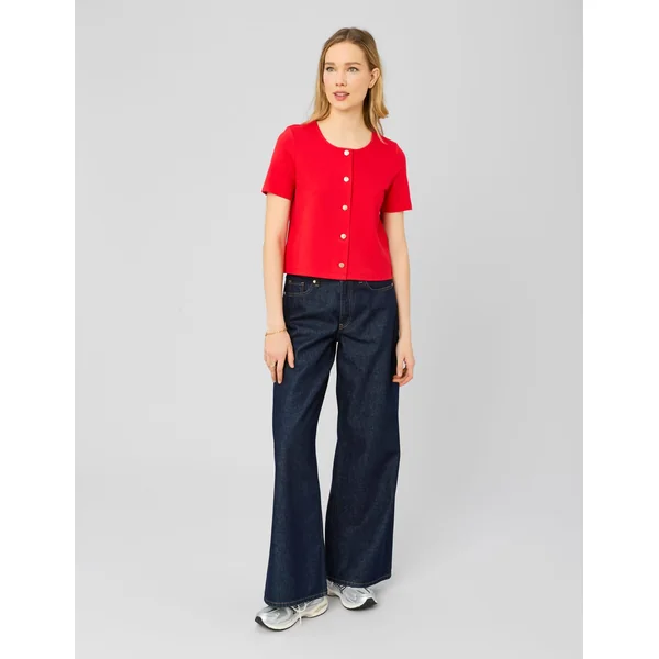 T-shirt boutonné Rouge