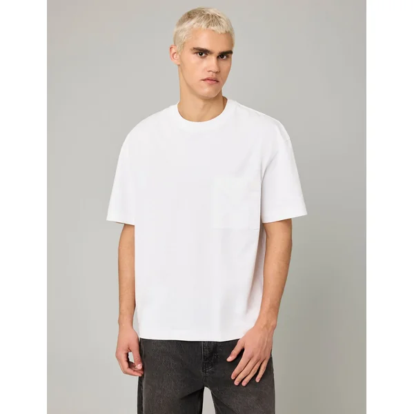 T-shirt boxy poche Blanc
