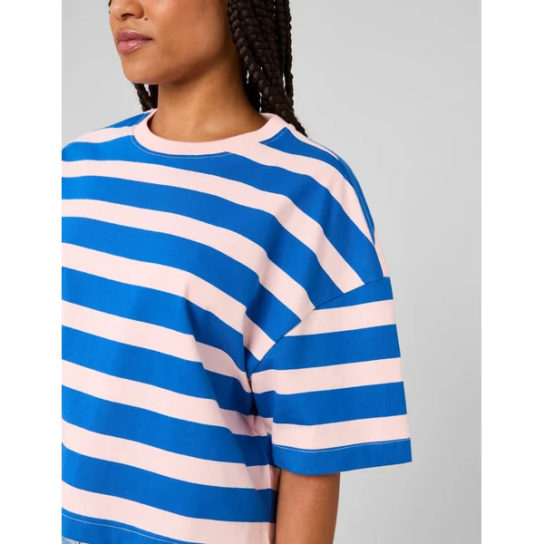 T-shirt boxy rayé Bleu foncé