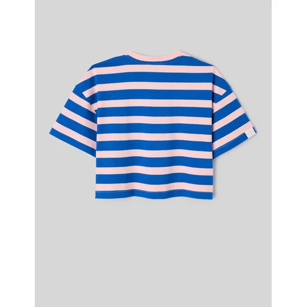 T-shirt boxy rayé Bleu foncé