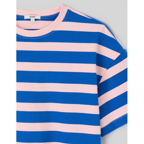 T-shirt boxy rayé Bleu foncé