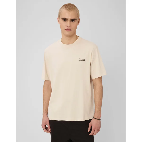 T-shirt broderie poitrine Blanc cassé