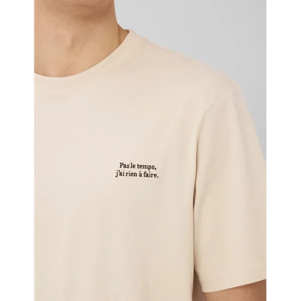 T-shirt broderie poitrine Blanc cassé