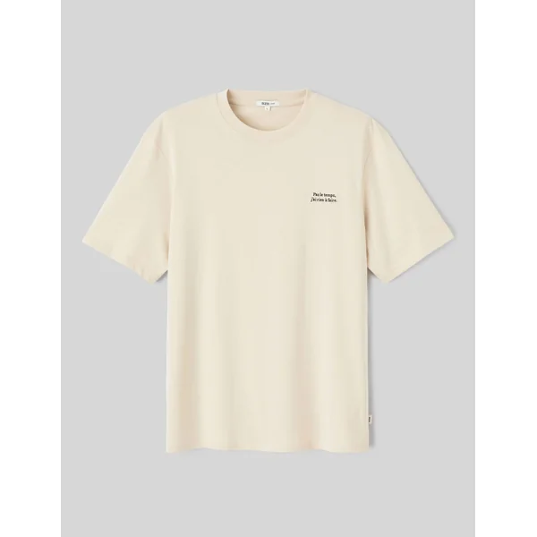 T-shirt broderie poitrine Blanc cassé
