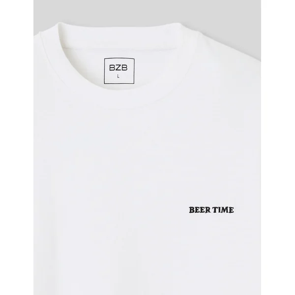 T-shirt broderie poitrine Blanc