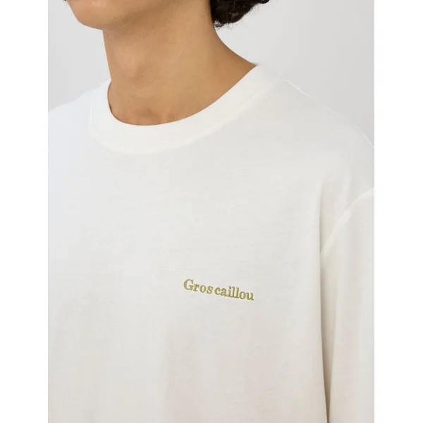 T-shirt broderie poitrine Blanc écru