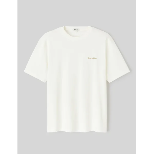 T-shirt broderie poitrine Blanc écru