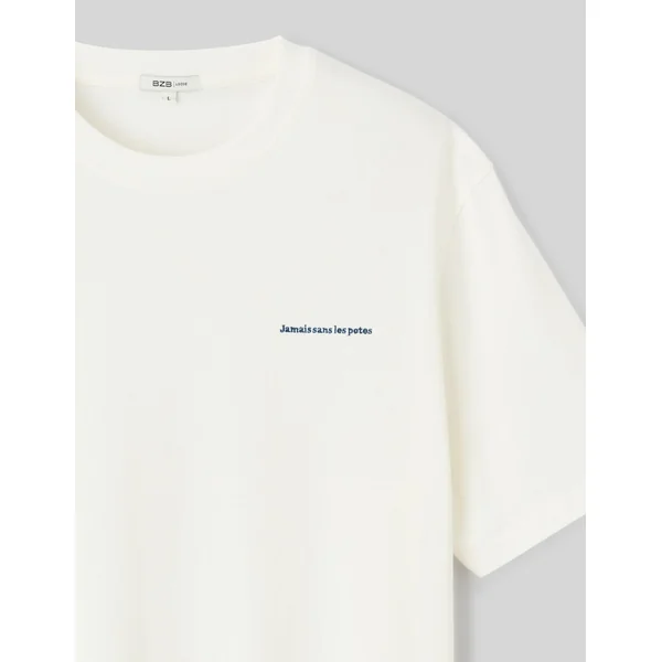 T-shirt broderie poitrine Blanc écru