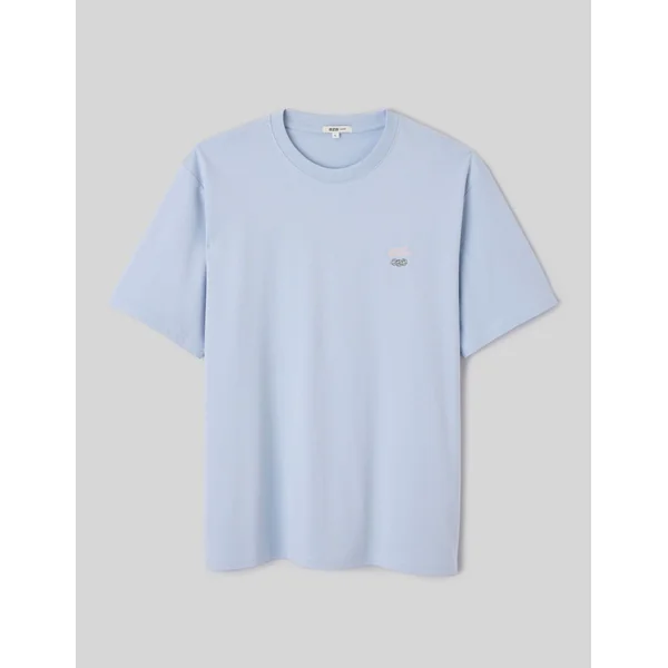 T-shirt broderie poitrine Bleu clair