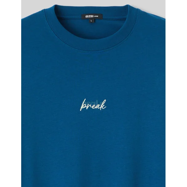 T-shirt broderie poitrine Bleu foncé