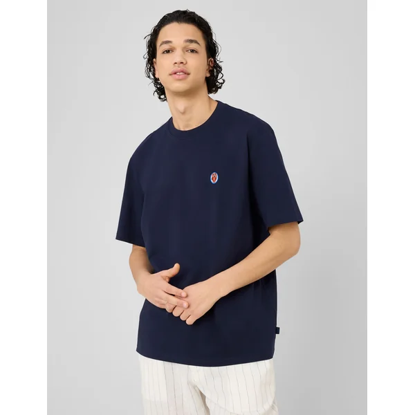 T-shirt broderie poitrine Bleu foncé
