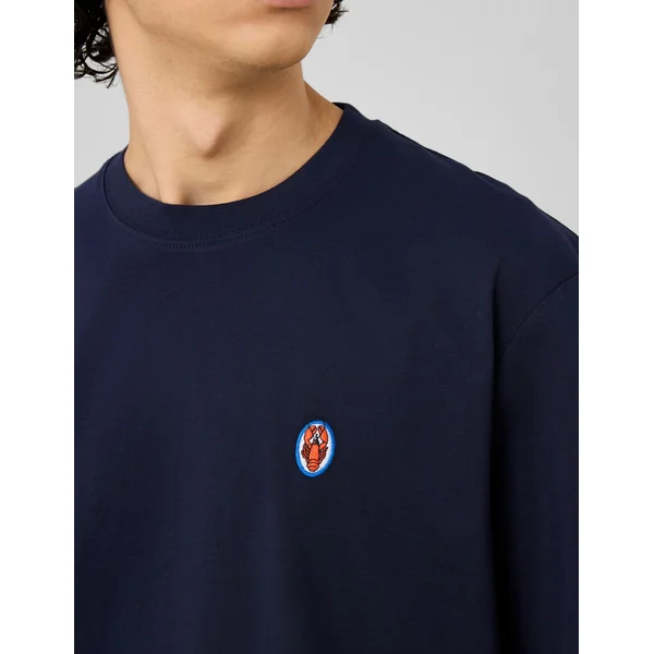 T-shirt broderie poitrine Bleu foncé