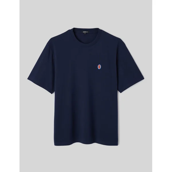 T-shirt broderie poitrine Bleu foncé