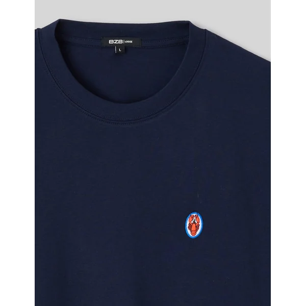 T-shirt broderie poitrine Bleu foncé