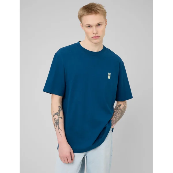 T-shirt broderie poitrine Bleu foncé