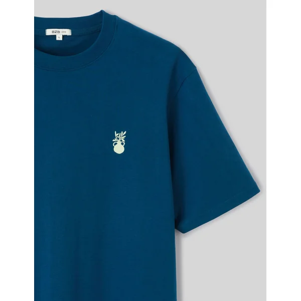 T-shirt broderie poitrine Bleu foncé