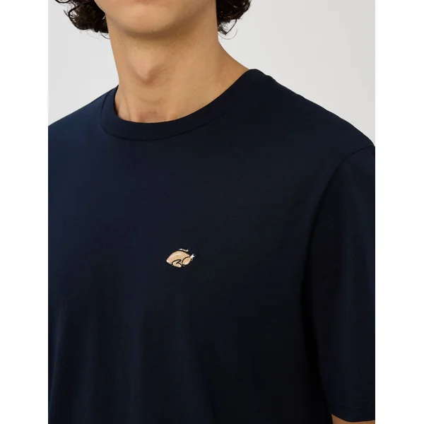 T-shirt broderie poitrine Bleu foncé