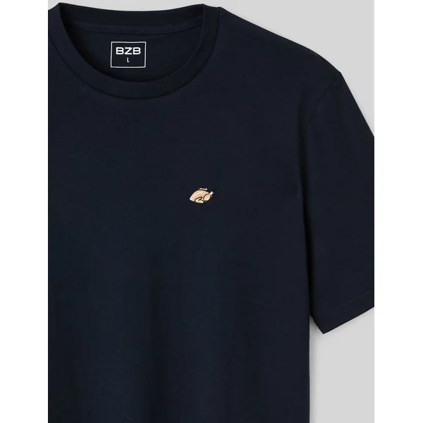 T-shirt broderie poitrine Bleu foncé