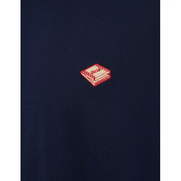 T-shirt broderie poitrine Bleu foncé