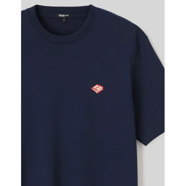 T-shirt broderie poitrine Bleu foncé