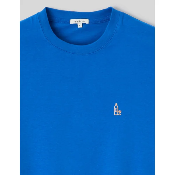 T-shirt broderie poitrine Bleu foncé