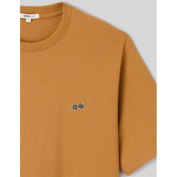 T-shirt broderie poitrine Caramel