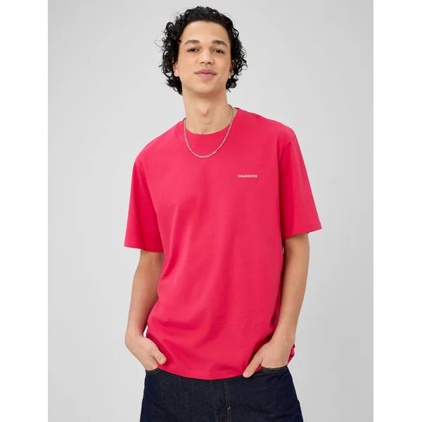 T-shirt broderie poitrine Fushia