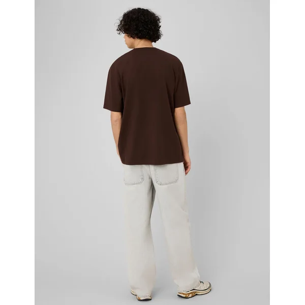 T-shirt broderie poitrine Marron foncée