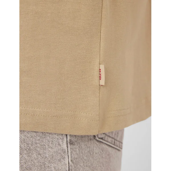 T-shirt broderie poitrine Marron