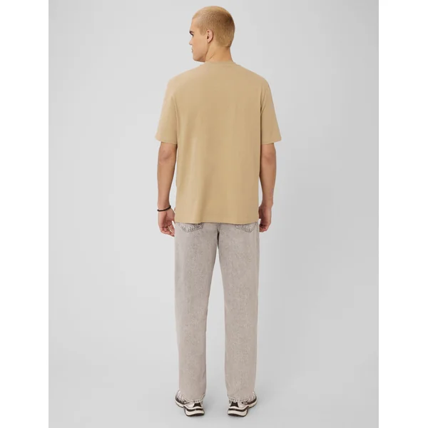 T-shirt broderie poitrine Marron