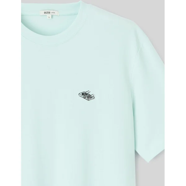 T-shirt broderie poitrine Menthe