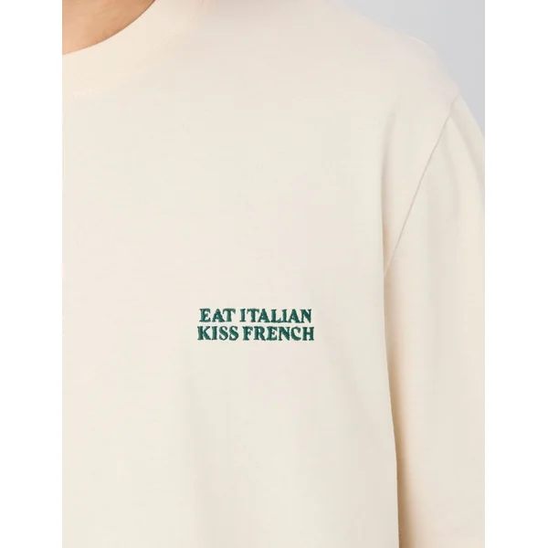 T-shirt broderie poitrine Naturel