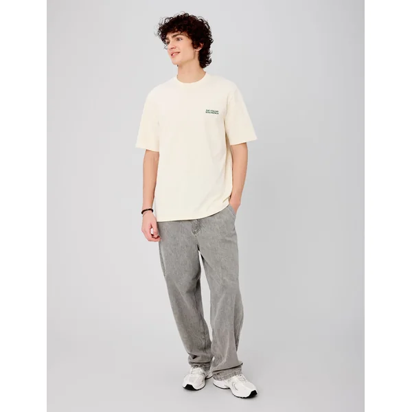 T-shirt broderie poitrine Naturel