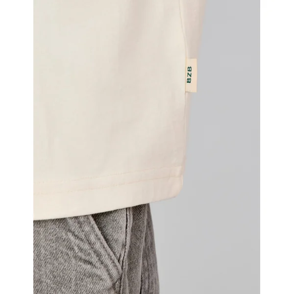 T-shirt broderie poitrine Naturel