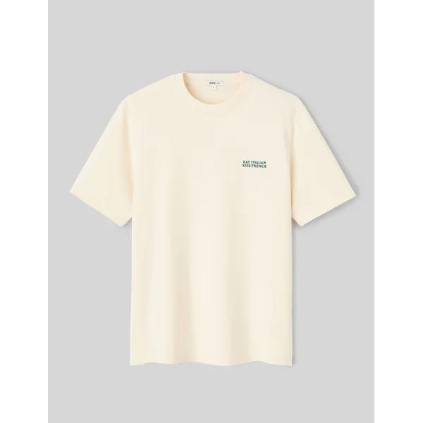 T-shirt broderie poitrine Naturel