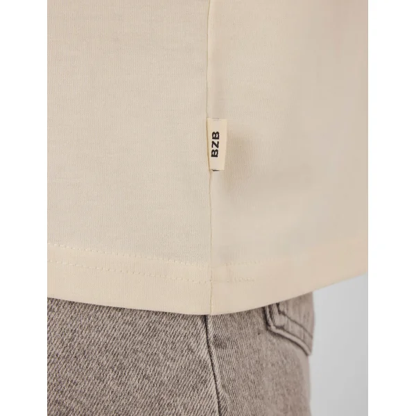T-shirt broderie poitrine Naturel